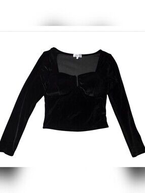 Riley & James Black Velvet Square Neck Bustier Witchy Sz L Coquette  Whimsy Goth